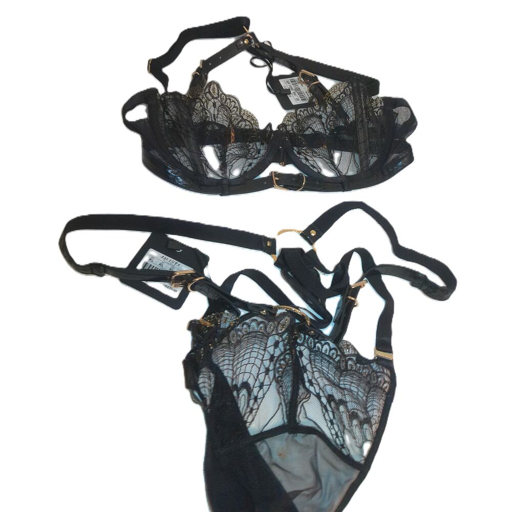 Honey Birdette Jacinta Bra 30E And Panty Size XL New